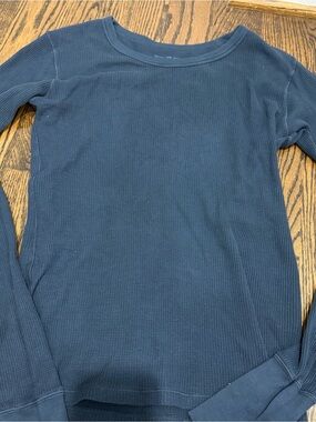Brandy Melville Navy Blue Waffle Long Sleeve Shirt